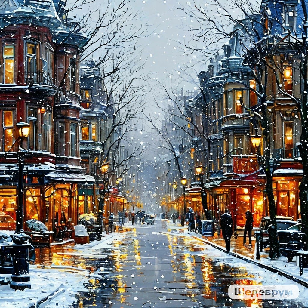 Снег идет. Картинка "Шедеврум"