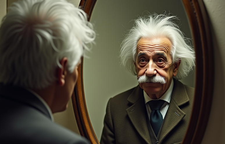 Уже в зеркале Эйнштейн отражается