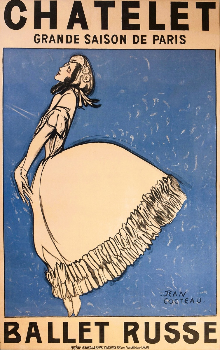 Жан Кокто - Тамара Карсавина в балете К. Вебера "Видение розы" - афиша