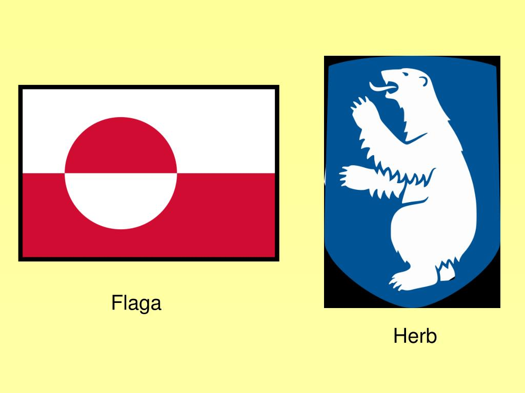 Флаг и герб Гренландии. Ни одного символа библейских колен, то есть остров ничей.