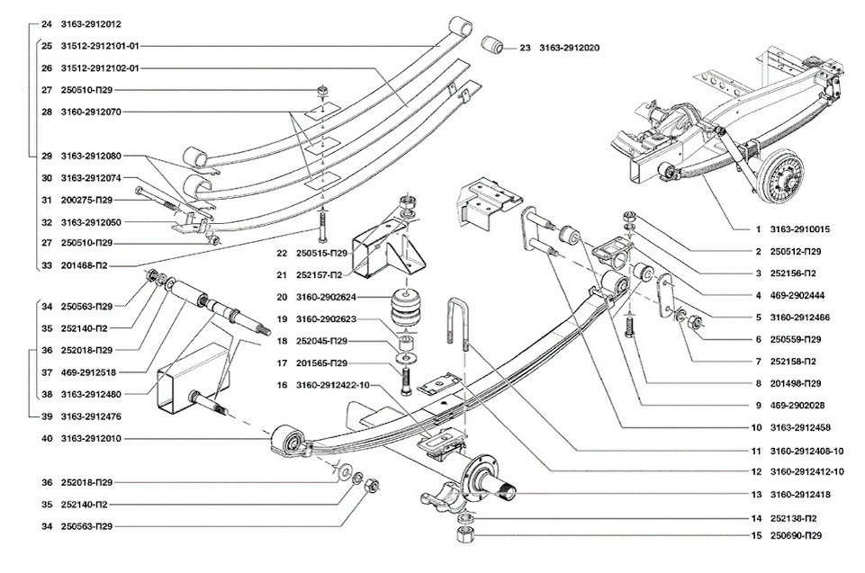 Устройство задней подвески УАЗ патриот