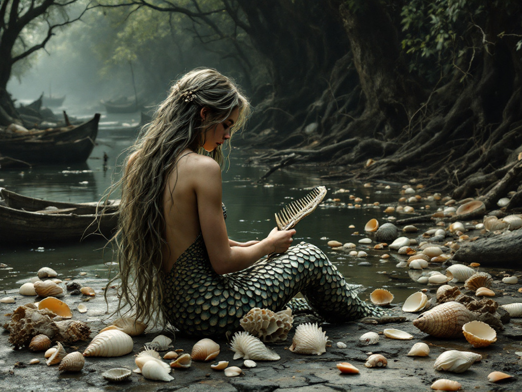 Русалочка на берегу