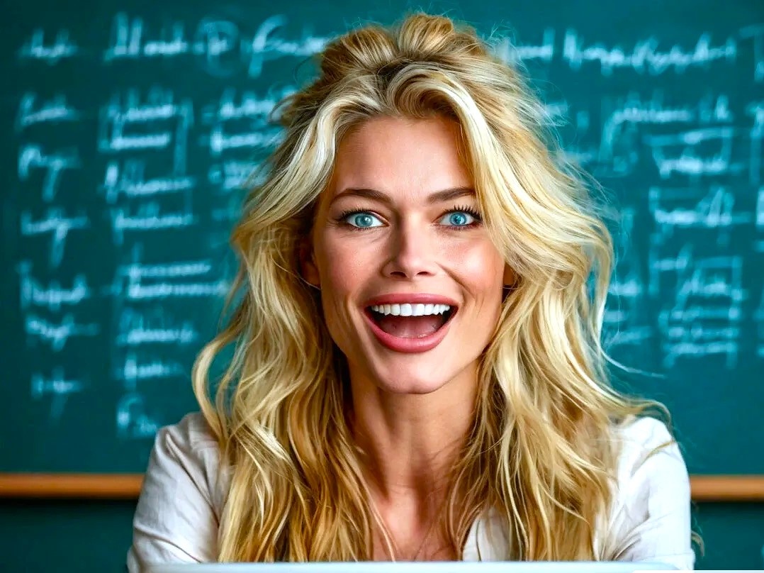Клаудиа Шифер в роли учителя математики по версии ИИ, по знаку Дева