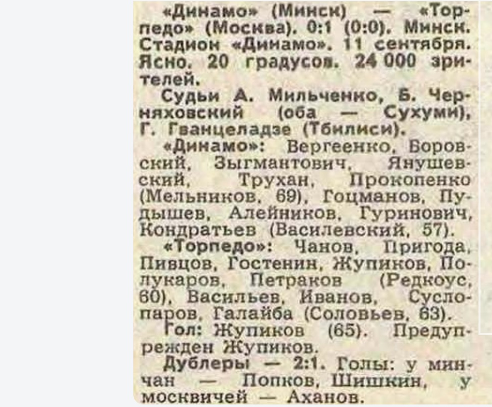 "Советский спорт", № 210 (10629), воскресенье, 12 сентября 1982 г. С. 1. С некоторой корректировкой автора ИстАрх.