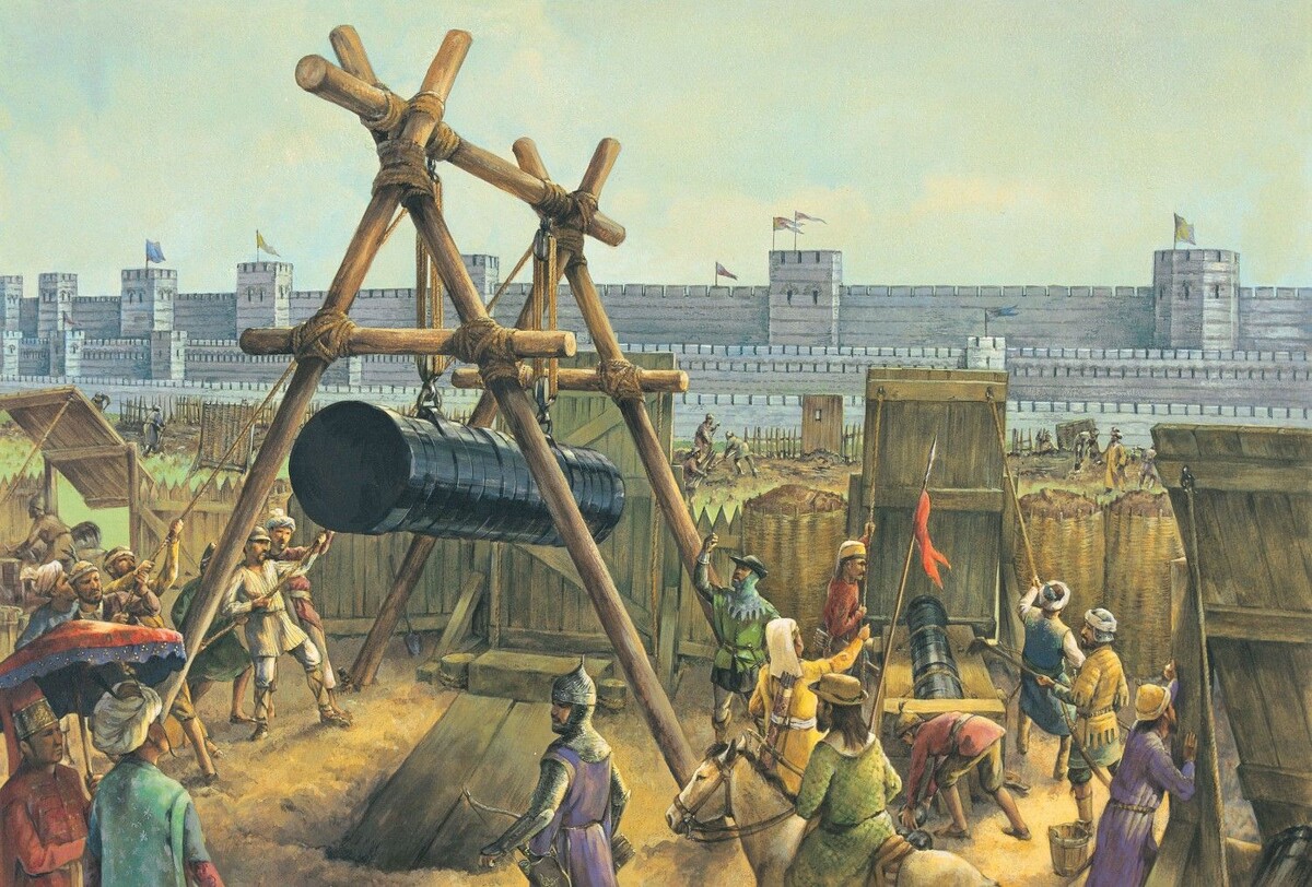 Монструозная бомбарада на осаде Константинополя в 1453 году. Художник: Christa Hook
