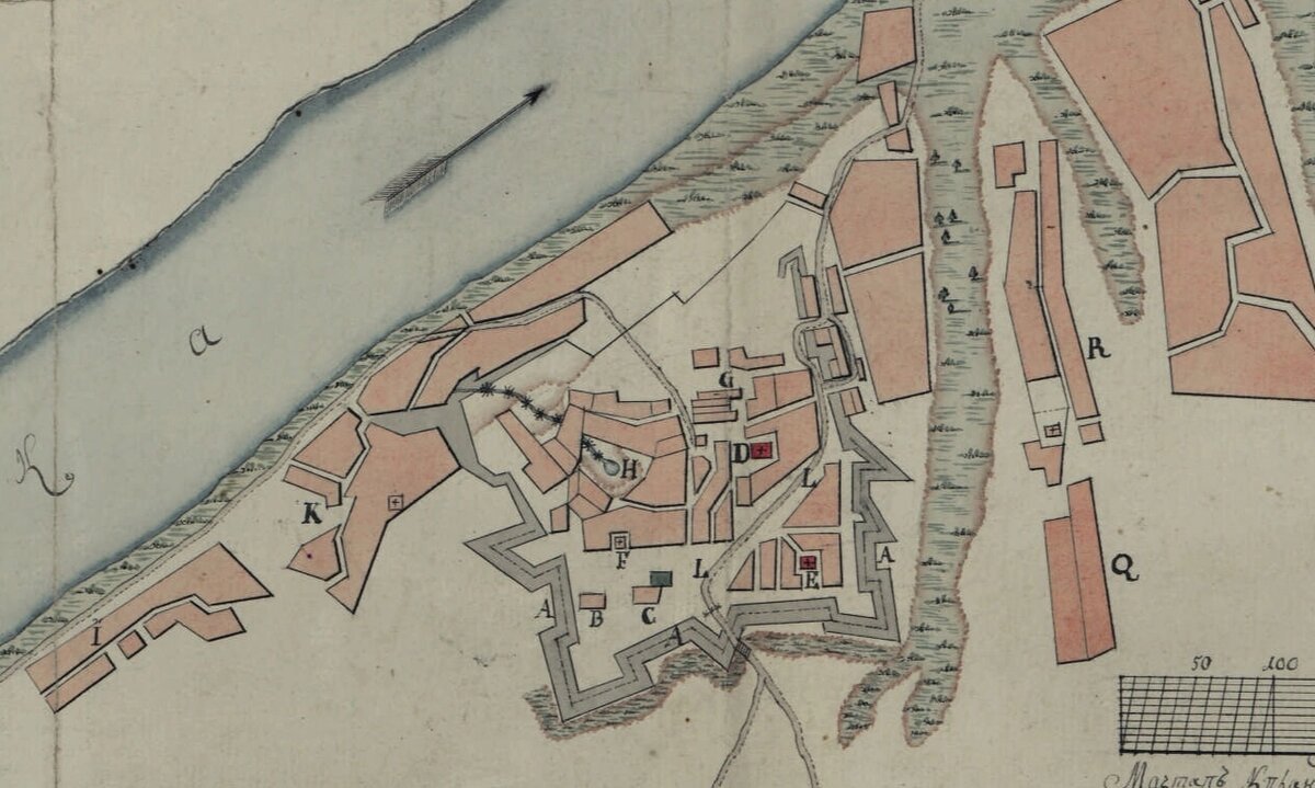 РГИА. Ф. 1399 Оп. 1 Д. 806 План Каширы 1778 г. с обозначением Земляного города XVII в.