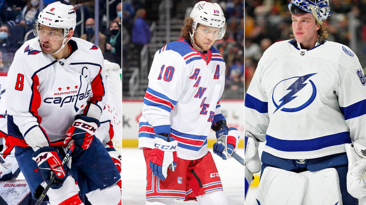 Слева направо: Александр Овечкин, Артемий Панарин, Андрей Василевский.