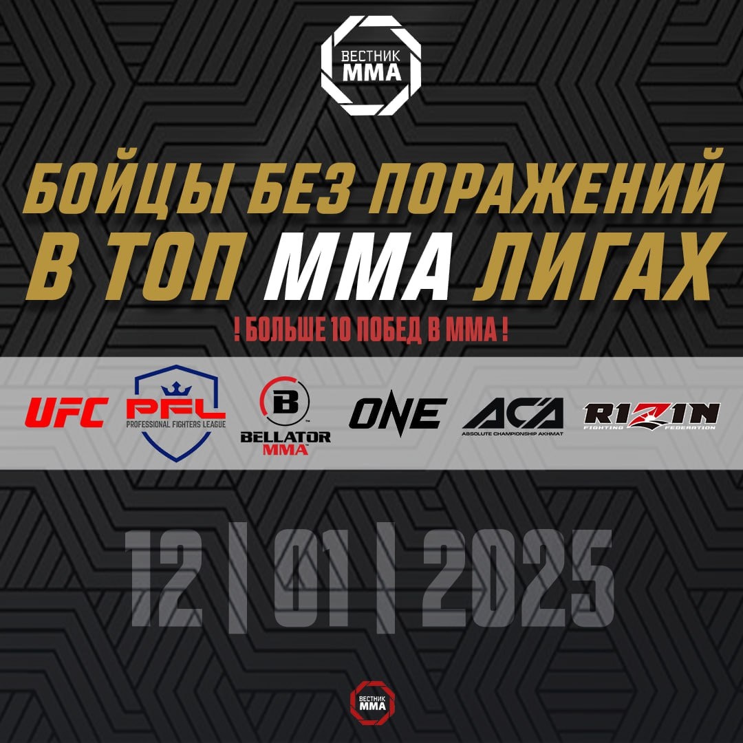 Бойцы без поражений в ТОП ММА лигах 12.01.2025