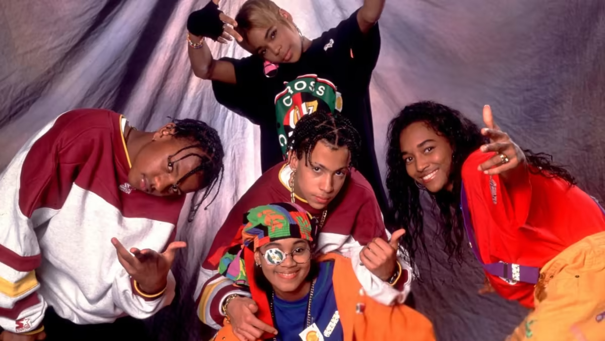 TLC and Kris Kross all wearing Cross Colours, предоставлено архивом Cross Colours для sleek-mag.com