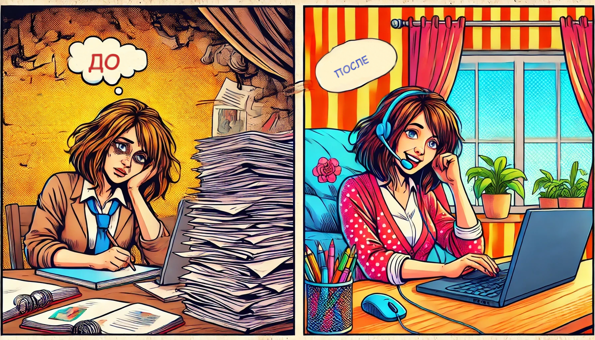 Жизнь учителя. До и после успешного дауншифтинга. Горы бесконечной отчётности и безмерной ответственности за всё, что только можно —  точно не то, что нужно учителю. 