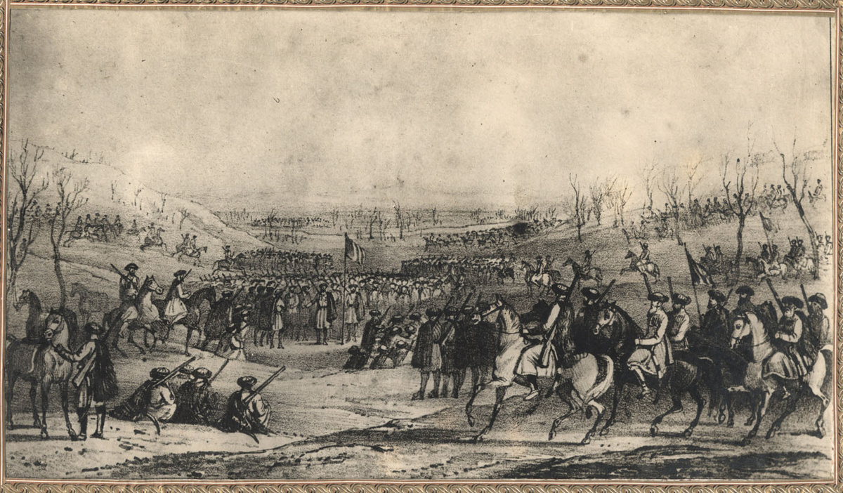 Черкесская кавалерия, гравюра О. Барнарда с рисунка Джеймса Станисласа Белла, издательство 1840 года в книге Белла «Journal of a Residence in Circassia during the Years 1837, 1838 and 1839»