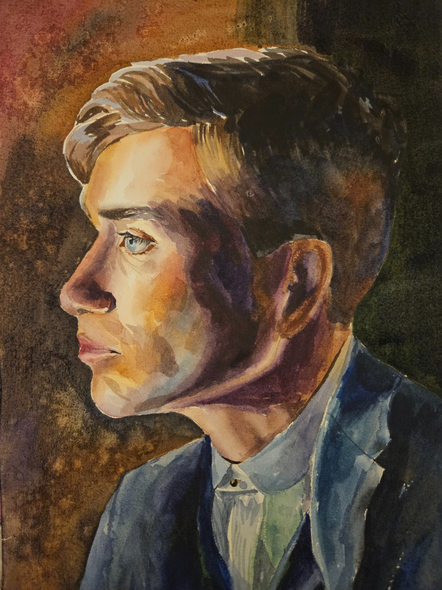 Только акварель, здесь уже можно было остановится