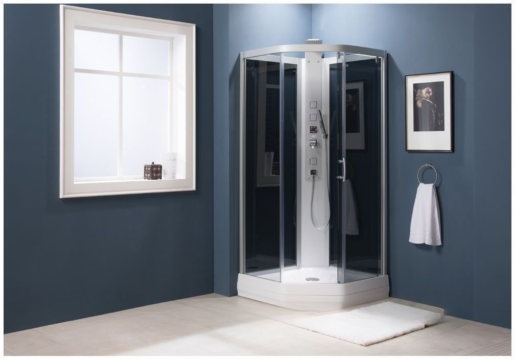 На фото душевая кабина Aquanet Penta 2 Rain 90.5x90.5 тонированное стекло