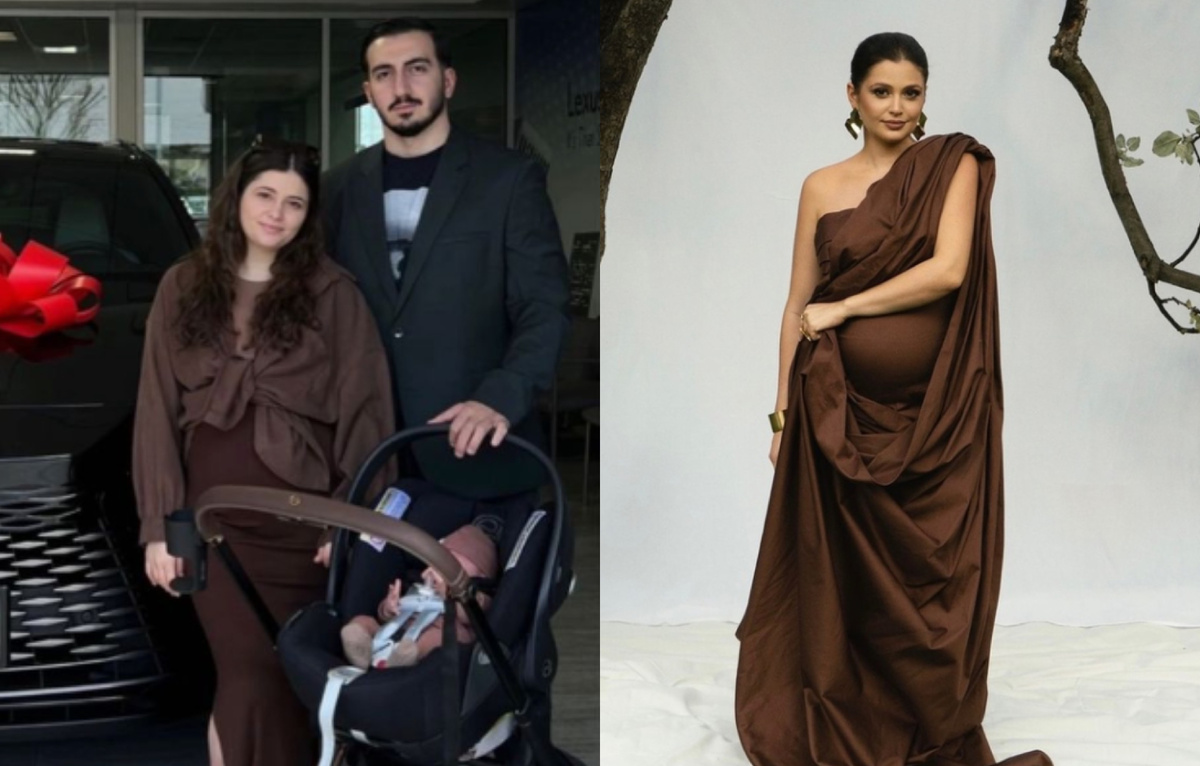 на фото Карина Каспарянц с мужем и сыном