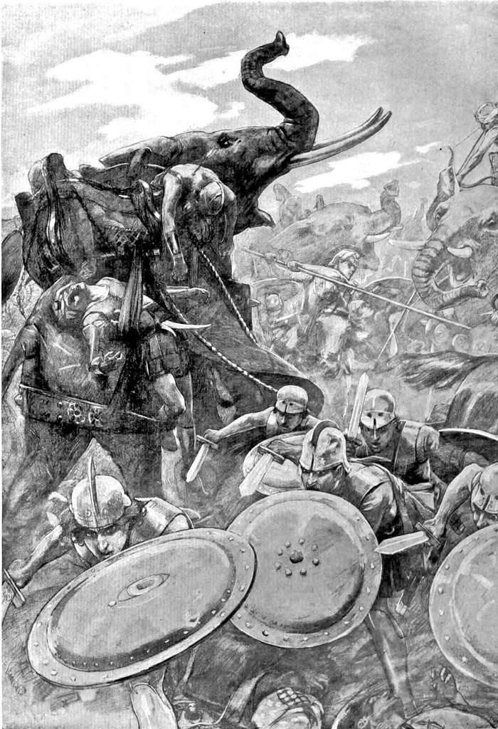 Македонская фаланга против слонов царя Пора.