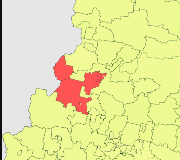 округ Нижний тагил выделен красным цветом 