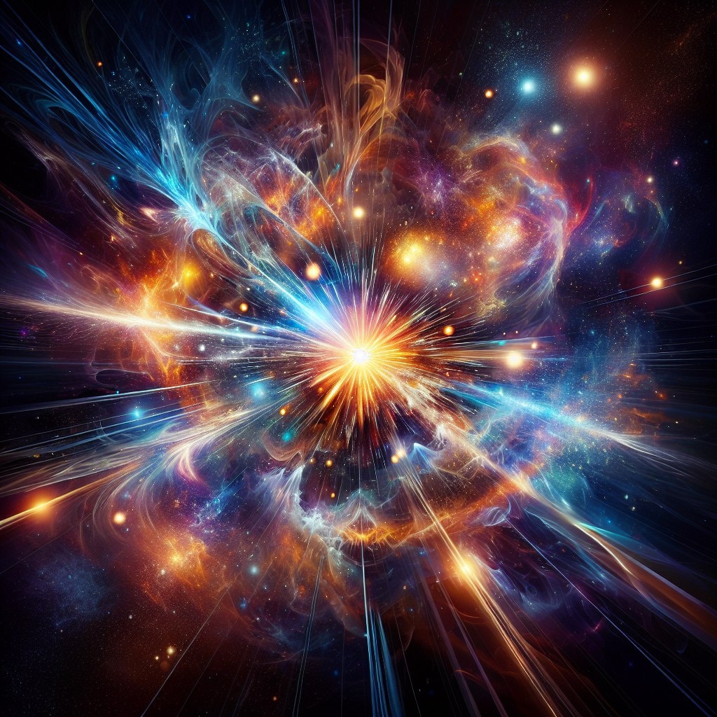 Это изображение от DALL-E3 передаёт величие момента, когда вселенная только начинает свое существование. 