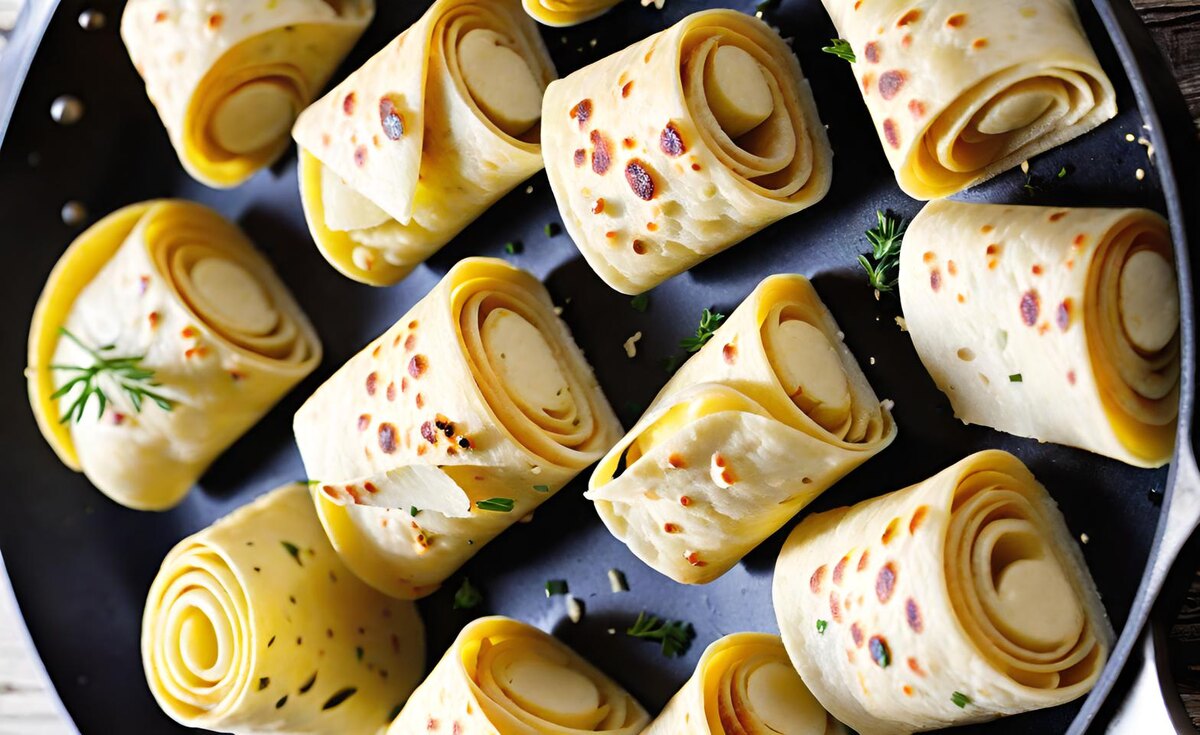 Трубочки из лаваша с картошкой и сыром (на сковороде) 