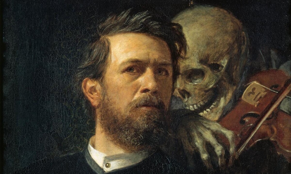 Арнольд Бёклин. Автопортрет со смертью, играющей на скрипке, 1872 год. Масло на холсте. Национальная галерея Государственного музея Берлина