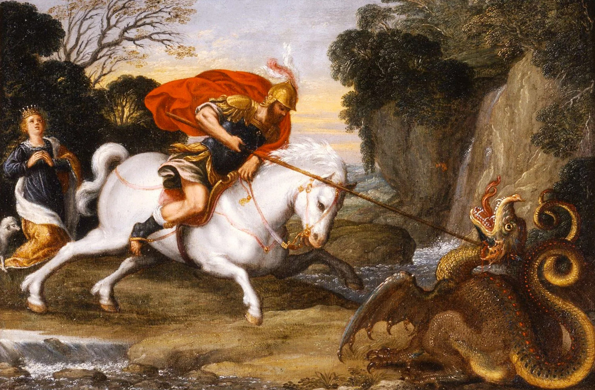 Святой Георгий поражает змия.