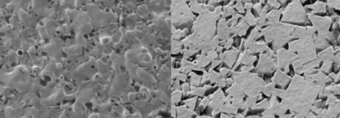 Исходная поверхность и поверхность после шлифования с эффектом выщелачивания