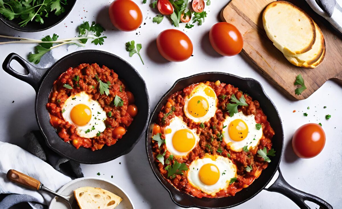 Шакшука с мясным фаршем 
