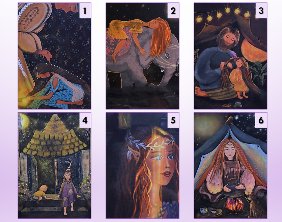6 случайных карт из колоды «Женщины моего рода», авт. К. Сарсумат. Коллаж мой