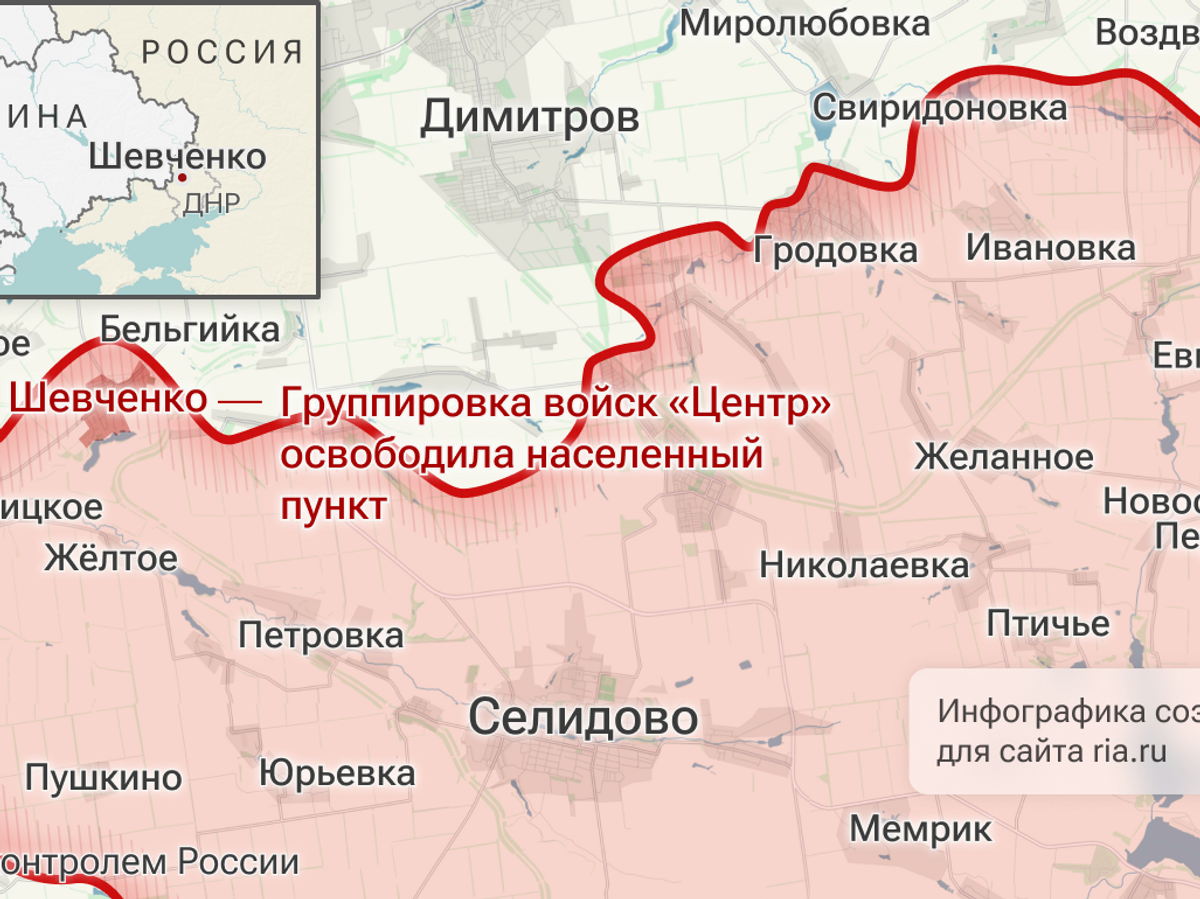    Подразделения группировки войск "Центр" освободили населенный пункт Шевченко в ДНР© Инфографика