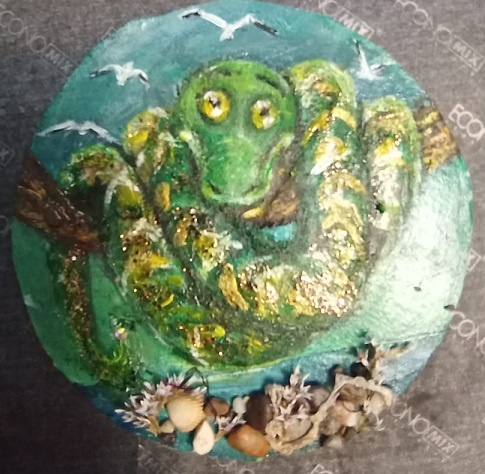 Картинка маслом и акрилом  с  морской флорой