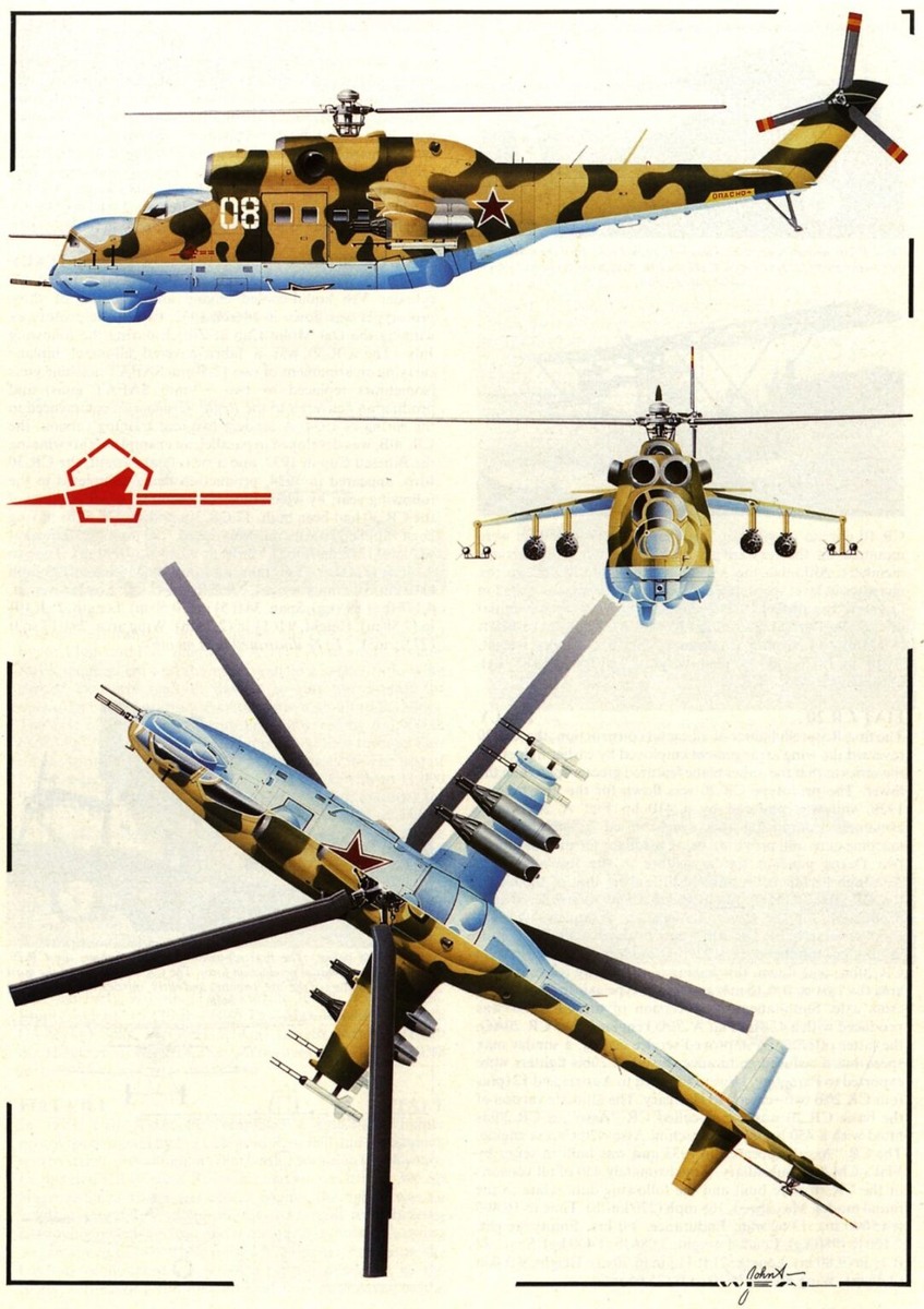 цветная схема в трех проекциях противотанкового вертолета Hind-D