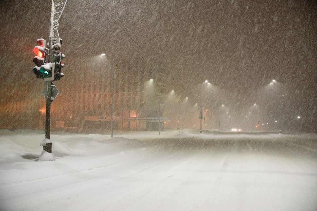    Снегопад в Петрозаводске. Фото: Николай Смирнов