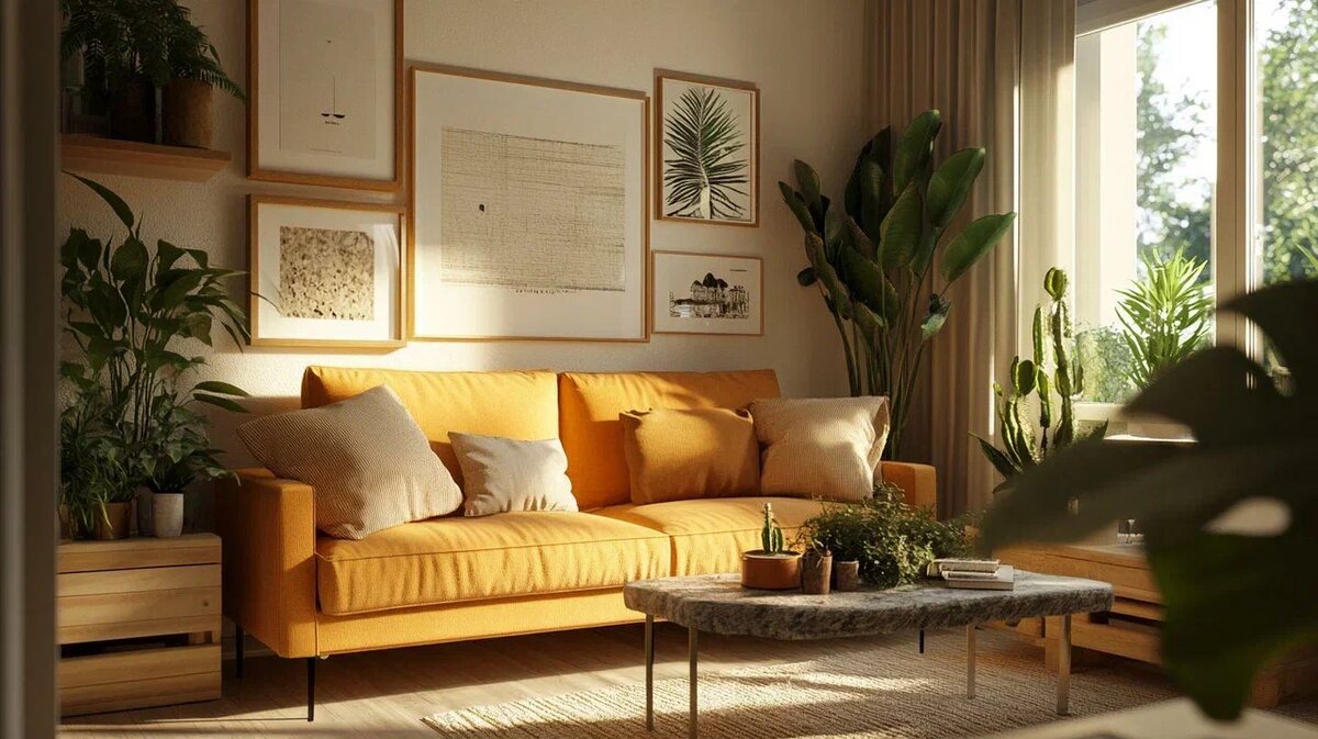 Биофильный интерьер всегда выглядит свежо и уютно