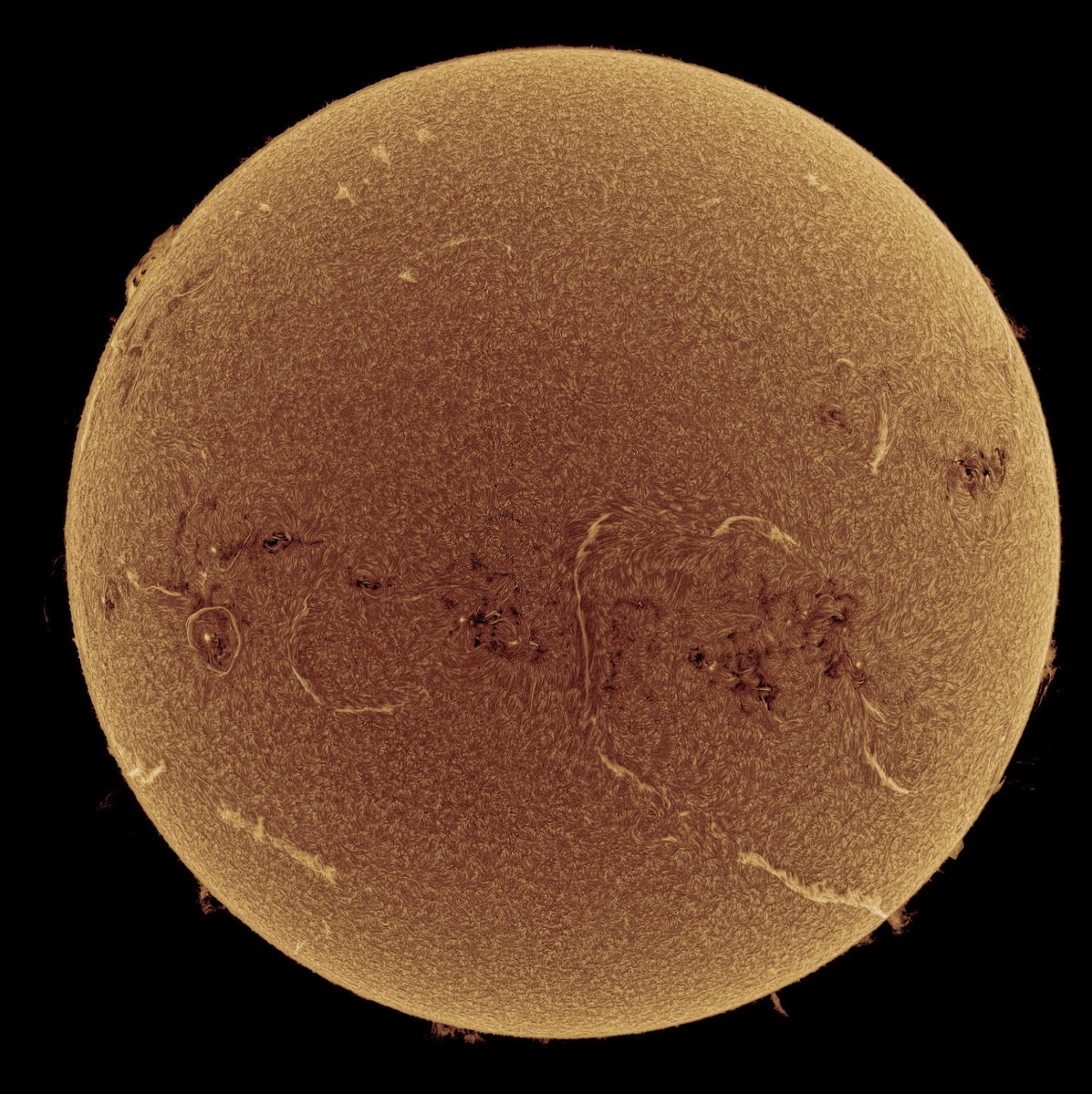 Изображение Солнца, основано на данных, полученных обсерваторией Barden Ridge за несколько часов прохождения Землей солнечного перигелия 4 января 2025 года