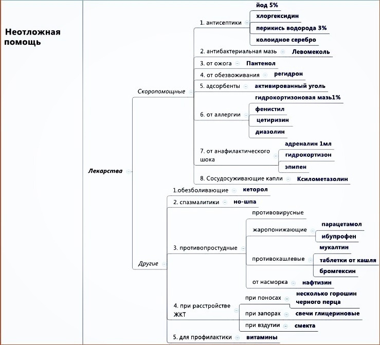 Лекарства для неотложных состояний в домашней аптечке