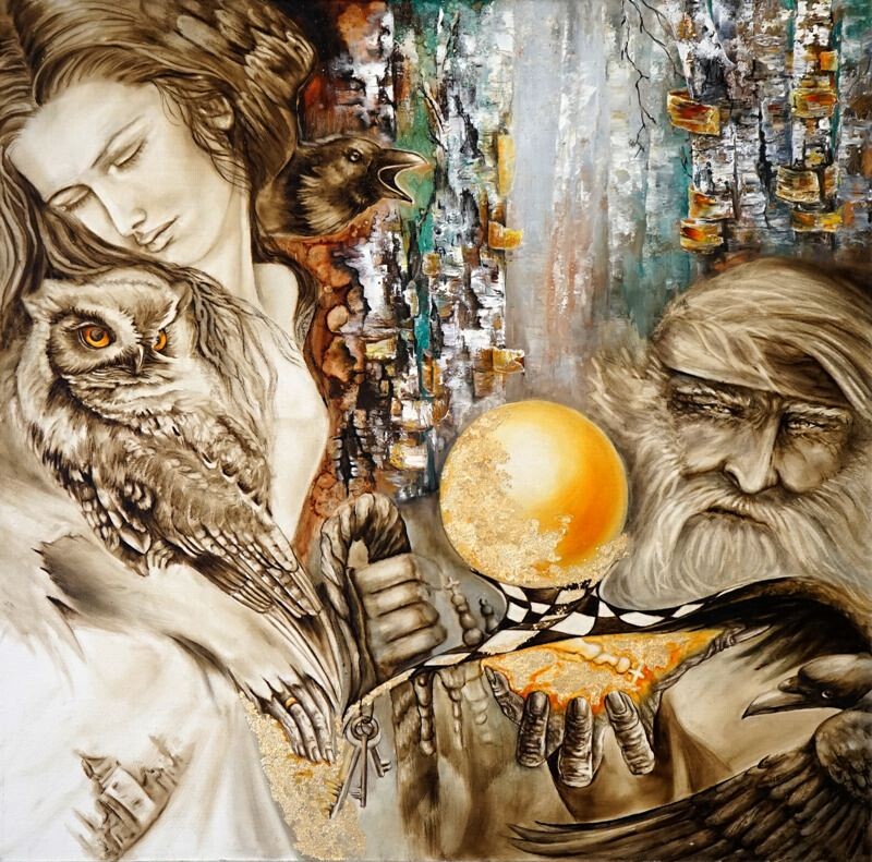 © Кира Саргон. Вдохновение. Холст, масло, сусальное золото. 70х70 см.