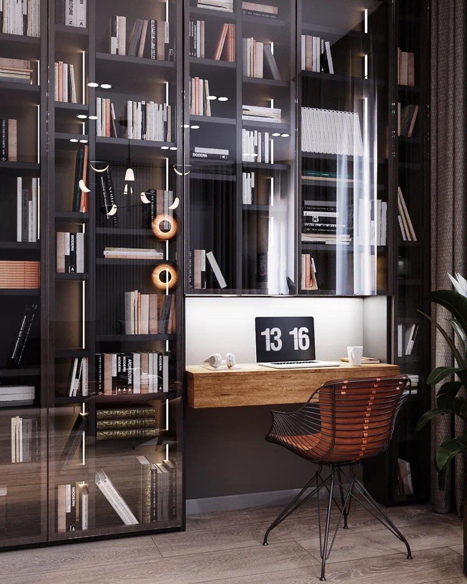 Библиотека в загородном доме в Краснодаре