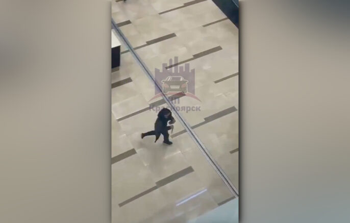    Нападение с ножом в аэропорту Красноярска. Кадр из видео / t.me/kraschp