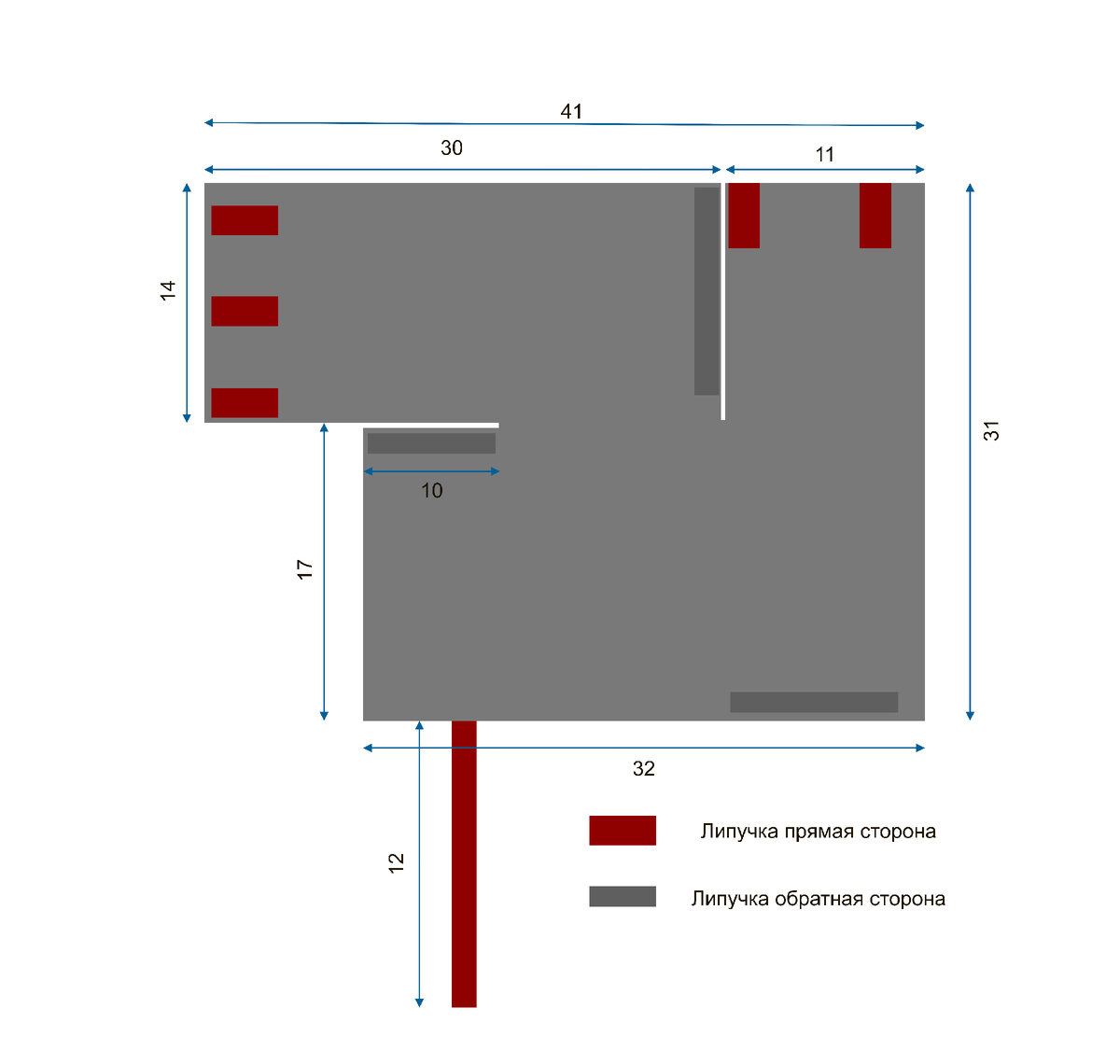 Примерная выкройка "шубки". Цифры в сантиметрах. 