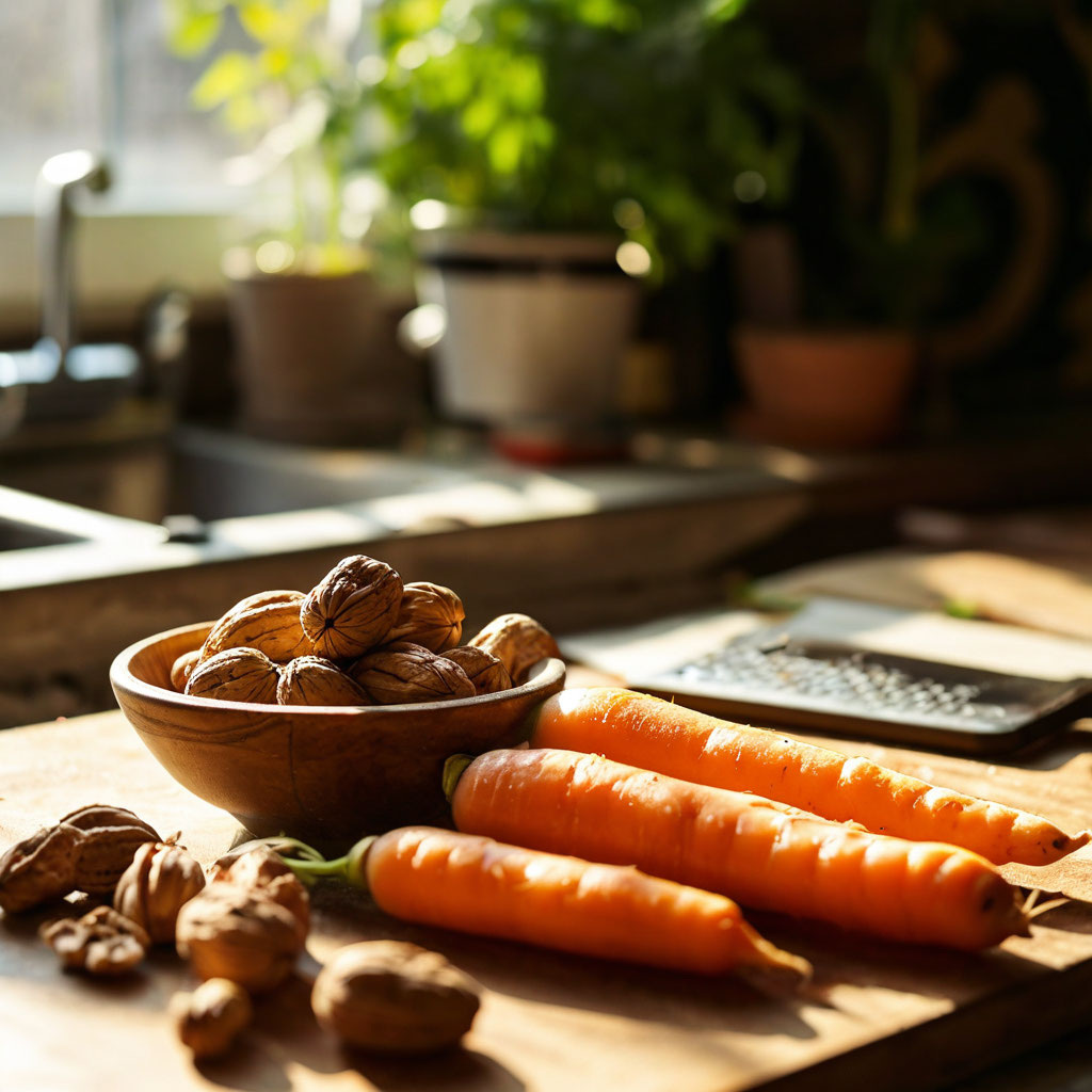 Подготовка морковки и орехов