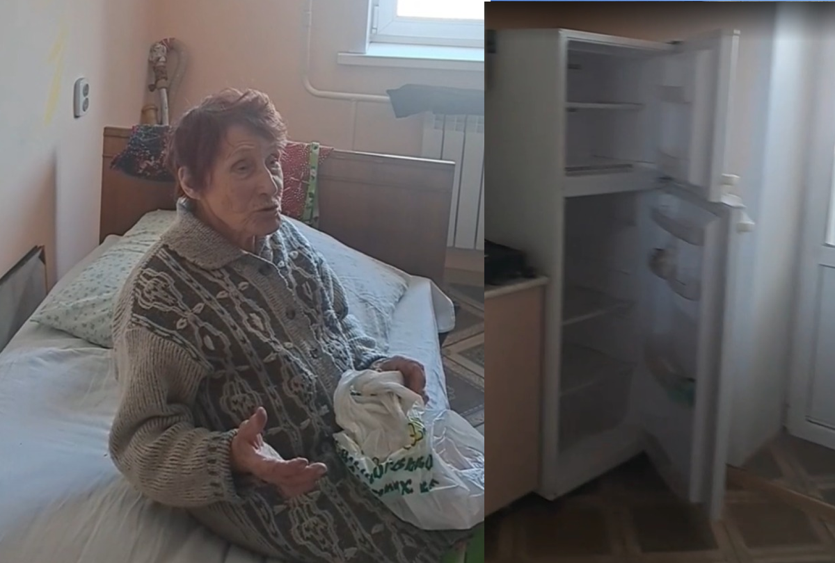    Любовь Ивановна показывает волонтёрам свою квартиру. Фото: кадр из видео в телеграм-канале поисково-спасательного отряда «Амур»