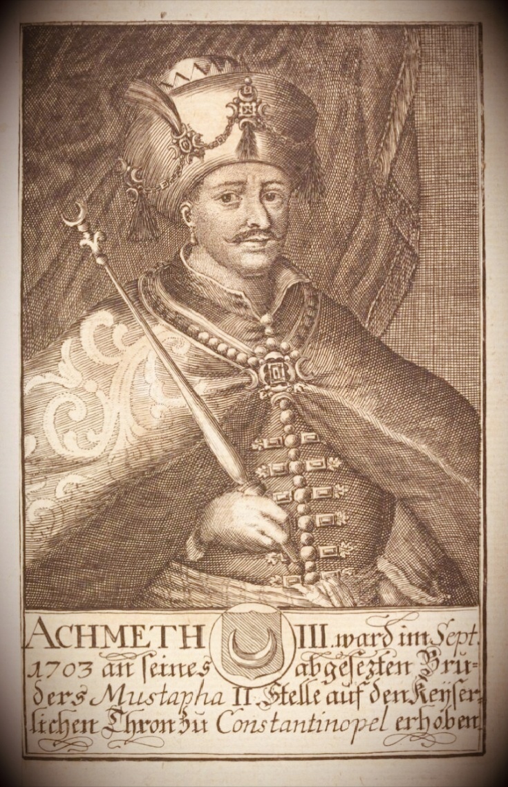 Ахмет 3. Турецкий султан. Гравюра начала 18 века