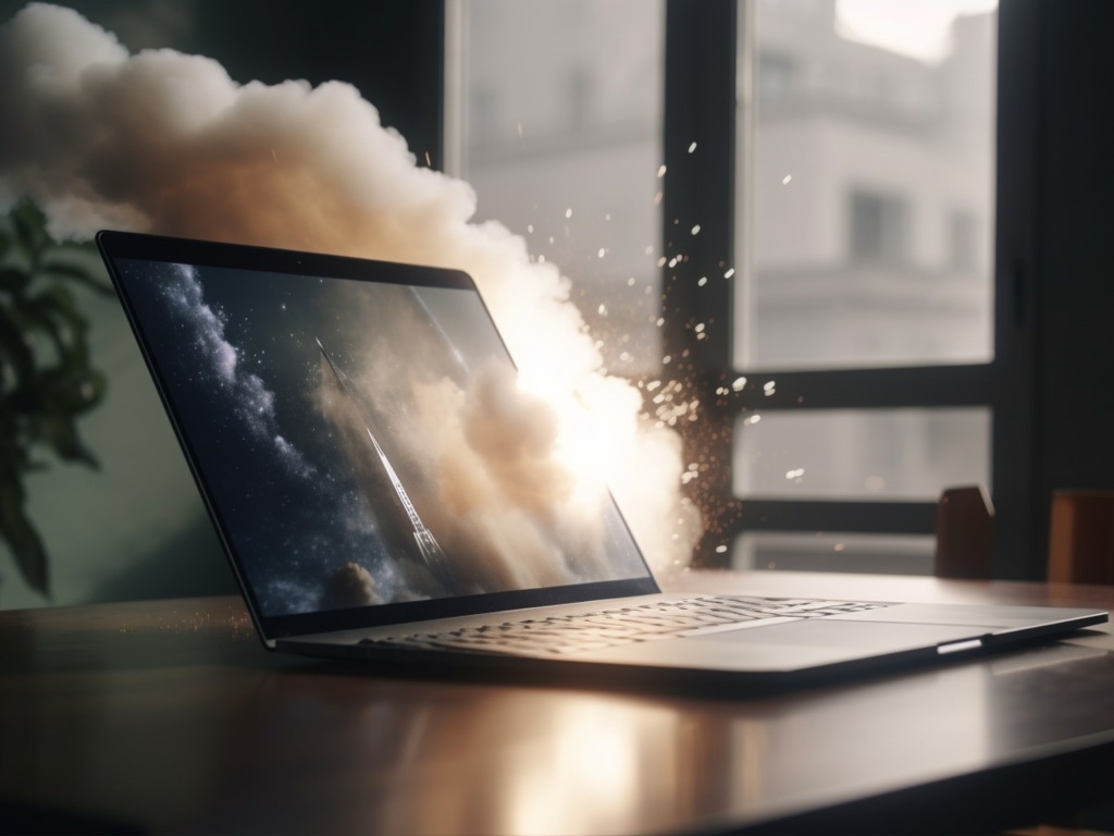 Источник фото: https://www.vecteezy.com/photo/24061357-disastrous-scene-laptop-explosion-creates-massive-dust-cloud-on-office-desk-ai-generated