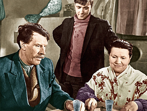 Нина Сазонова, Борис Балакин и Леонид Куравлев в фильме "Живет такой парень". 1964 г.