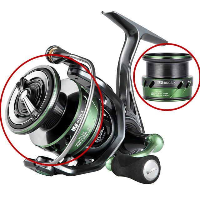 Слева стандартная шпуля, справа - shallow