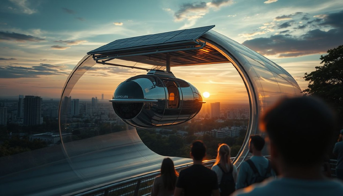 вакуумная капсула и люди в ожидании