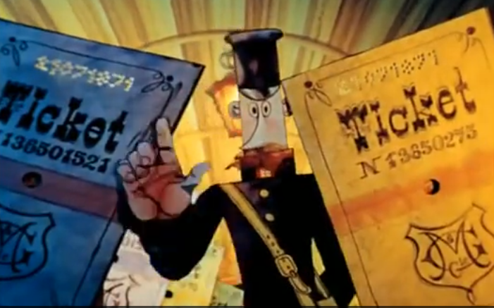 Кадр из мультфильма. Очень важно быть обладателем билета на этом поезде. 
