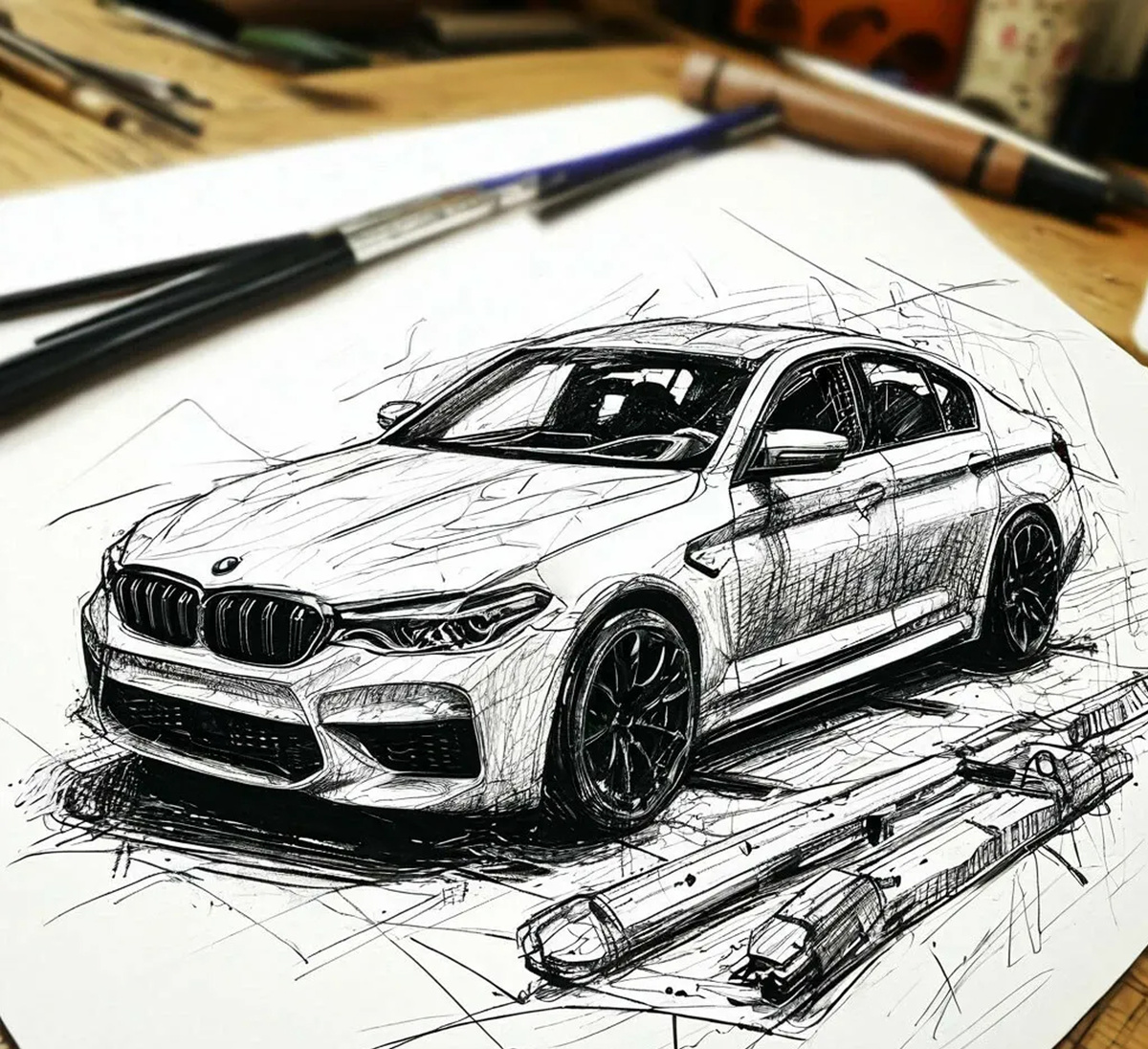 От скетча машины к ее рендеру.