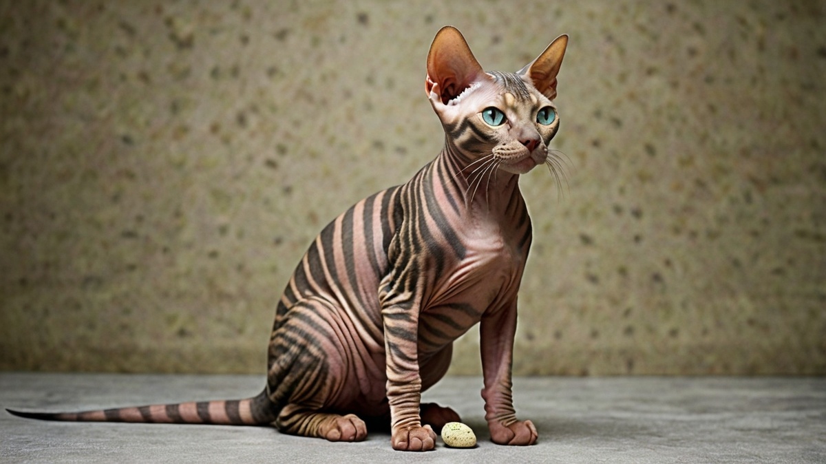 Полосатый шедевр: сфинкс с узором табби.