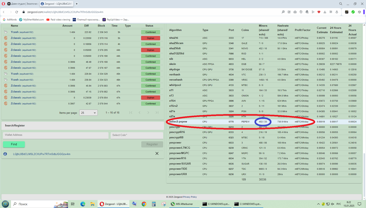 Интересный показатель соотношения майнинг - пользователей с использованием " Соло" 