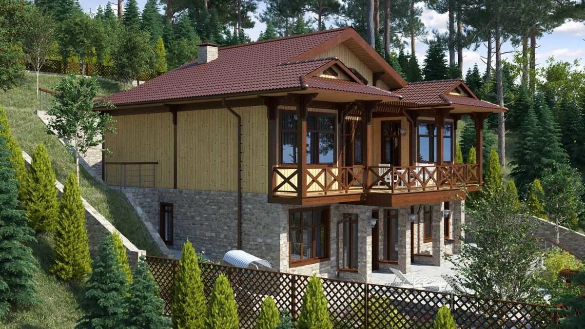 Обзор экстерьера деревянного дома "Мускат" NATURI